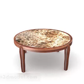 Wooden Yellow Brown Round Coffee Table 3d model