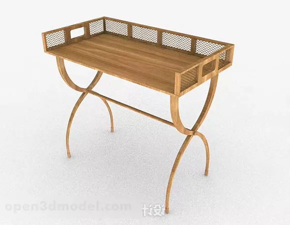 Wooden Yellow Brown Simple Desk 3d model Wooden Yellow Brown Simple Desk 3d model