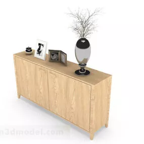 Wooden Yellow Decorative Hall Cabinet 3d model