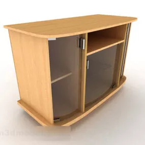 Wooden Yellow Display Cabinet 3d model