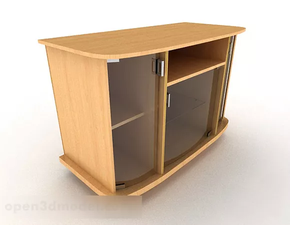 Wooden Yellow Display Cabinet 3d model Wooden Yellow Display Cabinet 3d model