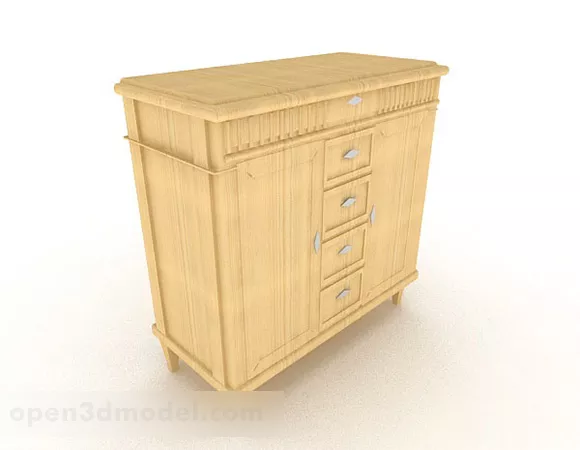 Wooden Yellow Entrance Cabinet 3d model Wooden Yellow Entrance Cabinet 3d model