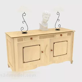 Wooden Yellow Office Cabinet 3d model