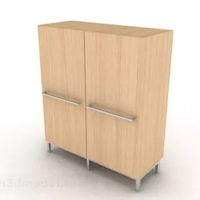 Wooden Yellow Wardrobe 3d model