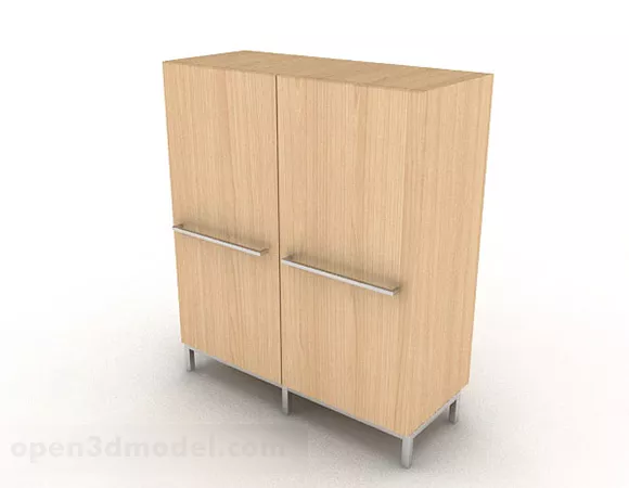 Wardrobe With Mirror Red Panel 3d model
