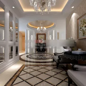 Classic Villa Aisle Interior V1 3d model