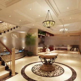 Hotel Stair Aisle Interior 3d model