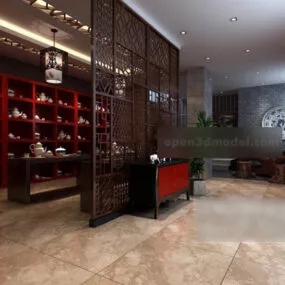 Chinese Wood Partition Design Interior 3d model