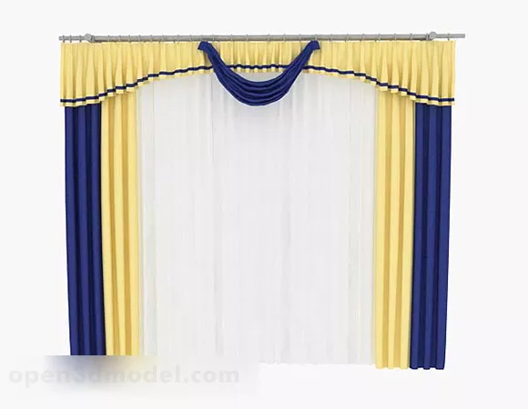 Yellow Blue Two Layers Home Curtains 3d model Yellow Blue Two Layers Home Curtains 3d model