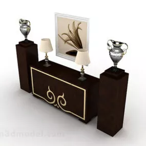 Yellow Brown Wooden Decorative Office Cabinet 3d model