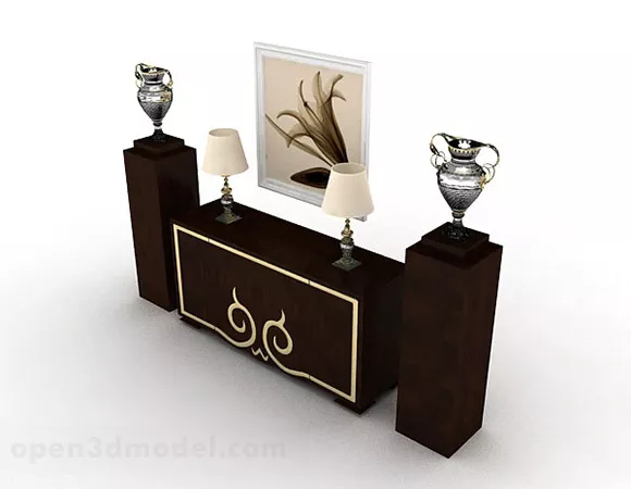 Yellow Brown Wooden Decorative Office Cabinet 3d model Yellow Brown Wooden Decorative Office Cabinet 3d model
