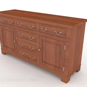 Yellow Brown Wooden Entrance Cabinet 3d model