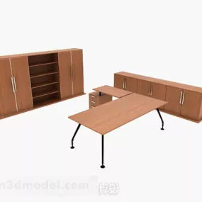 Yellow Brown Wooden Table Cabinet 3d model