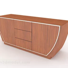 Yellow Brown Wooden Tv Cabinet 3d model