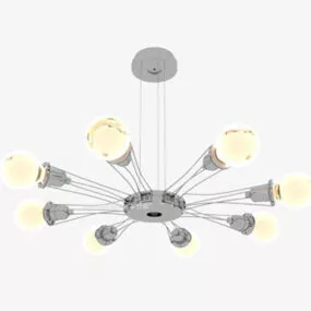 Yellow Color Bulb Chandelier 3d model