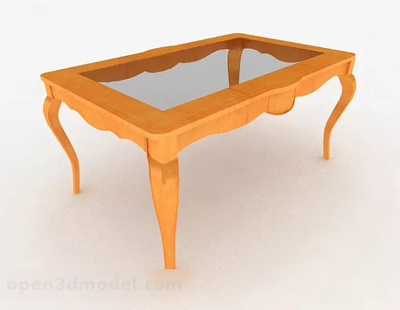 Yellow Coffee Table Classic Legs 3d model Yellow Coffee Table Classic Legs 3d model