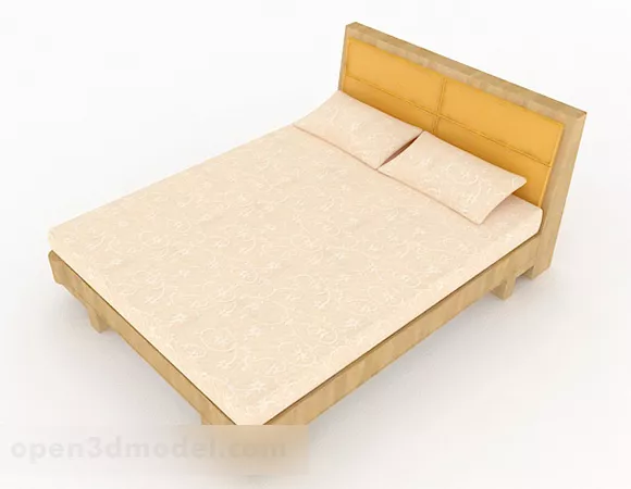 Yellow Double Bed 3d model Yellow Double Bed 3d model