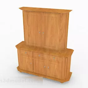 Yellow Wooden Double Wardrobe 3d model