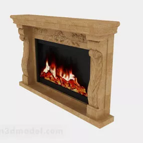 Yellow European Fireplace 3d model