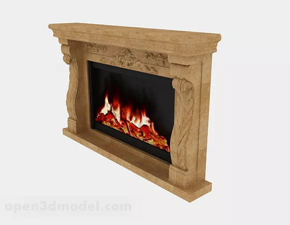 Wooden Fireplace Mantel 3d model