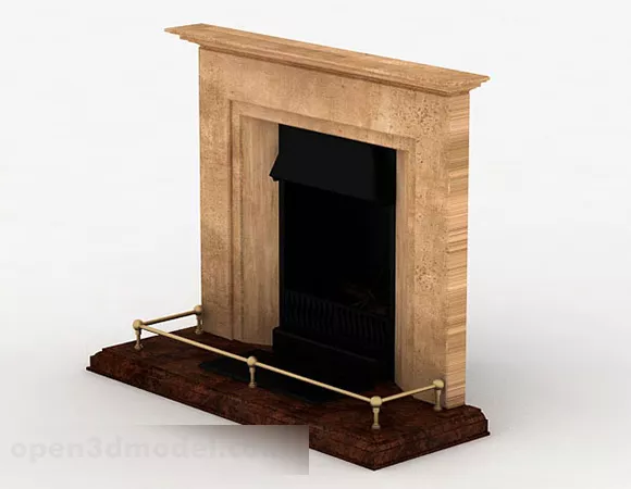 Yellow Fireplace 3d model Yellow Fireplace 3d model