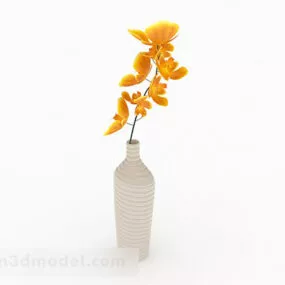 Yellow Flower Vase Home Decoration 3d model