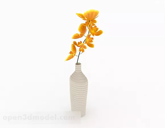 Yellow Flower Vase Home Decoration 3d model Yellow Flower Vase Home Decoration 3d model