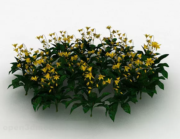 Yellow Flower Ornamental Plant 3d model Yellow Flower Ornamental Plant 3d model