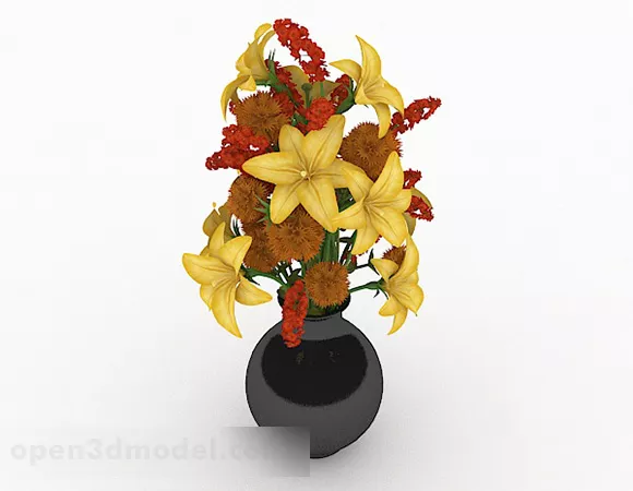 Yellow Flowers Home Flower Vase 3d model Yellow Flowers Home Flower Vase 3d model