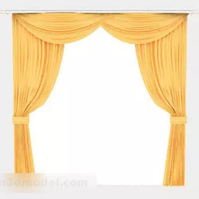 Yellow Fabric Home Curtains 3d model