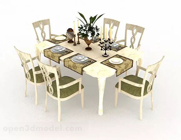 Yellow Home Dining Table And Chair 3d model Yellow Home Dining Table And Chair 3d model