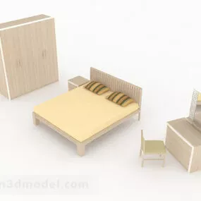 Home Double Bed With Cabinet 3d model