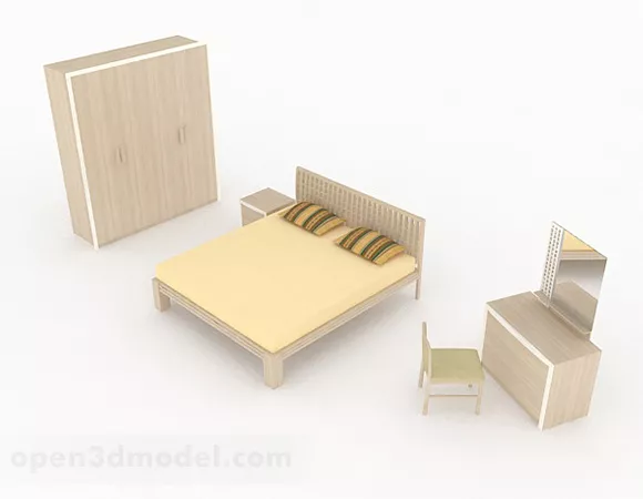 Home Double Bed With Cabinet 3d model Home Double Bed With Cabinet 3d model
