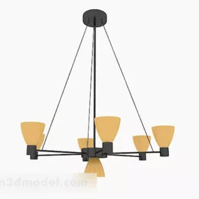 Yellow Home Living Room Chandelier 3d model