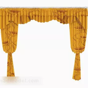Yellow Home Pattern Curtain 3d model
