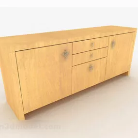 Yellow Wooden Tv Cabinet 3d model
