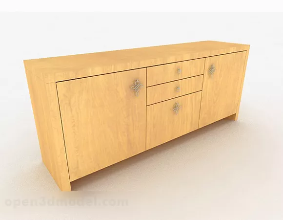 Yellow Wooden Tv Cabinet 3d model Yellow Wooden Tv Cabinet 3d model
