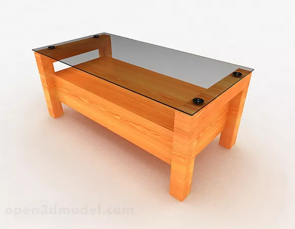 Home Wooden Glass Coffee Table Furniture 3d model Home Wooden Glass Coffee Table Furniture 3d model