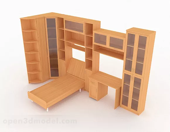Yellow Home Wooden Wall Cabinet 3d model Yellow Home Wooden Wall Cabinet 3d model