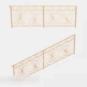 Golden Iron Railing 3d model