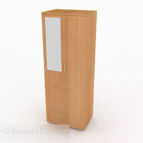 Yellow Wooden Minimalist Home Wardrobe 3d model