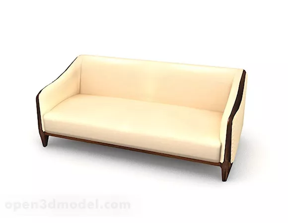 Yellow Minimalist Wooden Double Sofa 3d model Yellow Minimalist Wooden Double Sofa 3d model