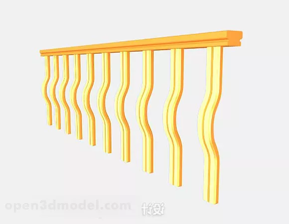 Yellow Minimalistic Railing 3d model Yellow Minimalistic Railing 3d model