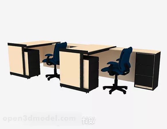 Yellow Office Wooden Chair Table 3d model Yellow Office Wooden Chair Table 3d model