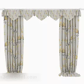 Yellow Pattern Curtain 3d model