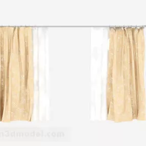 Yellow Pattern Double Curtain 3d model