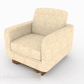 Yellow Pattern Home Single Sofa 3d model