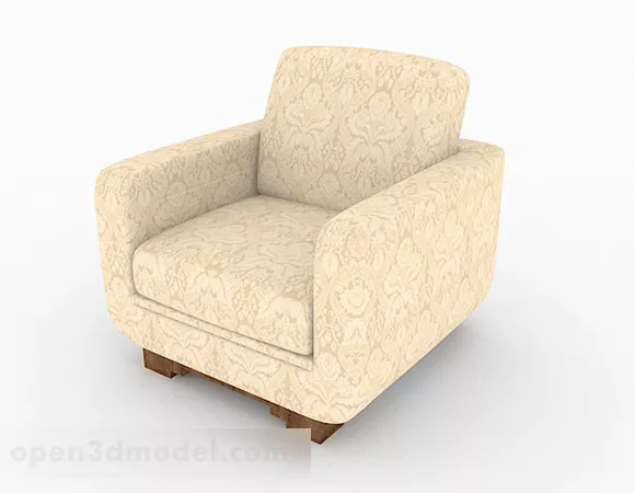 Yellow Pattern Home Single Sofa 3d model Yellow Pattern Home Single Sofa 3d model