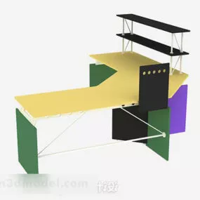 Yellow Cabinet Desk 3d model