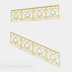 Yellow Paint Metal Railing 3d model